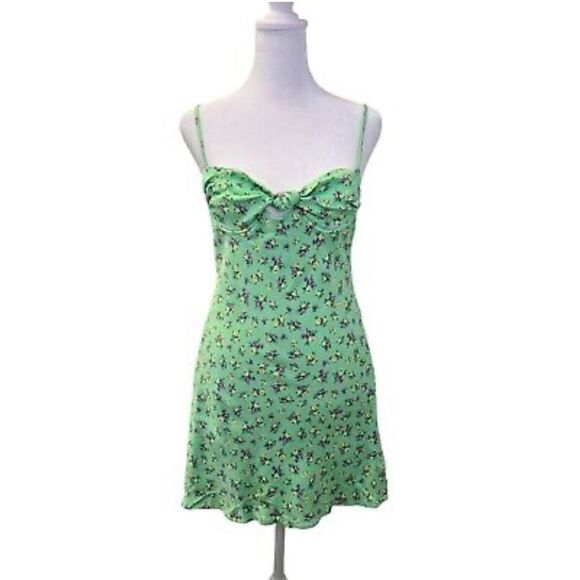 Zara Floral Green Spaghetti Strap Dress, medium - Picture 1 of 6